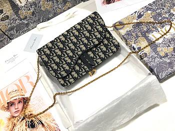 DIOR SADDLE POUCH BLUE OBLIQUE JACQUARD S5620 SIZE 22 CM