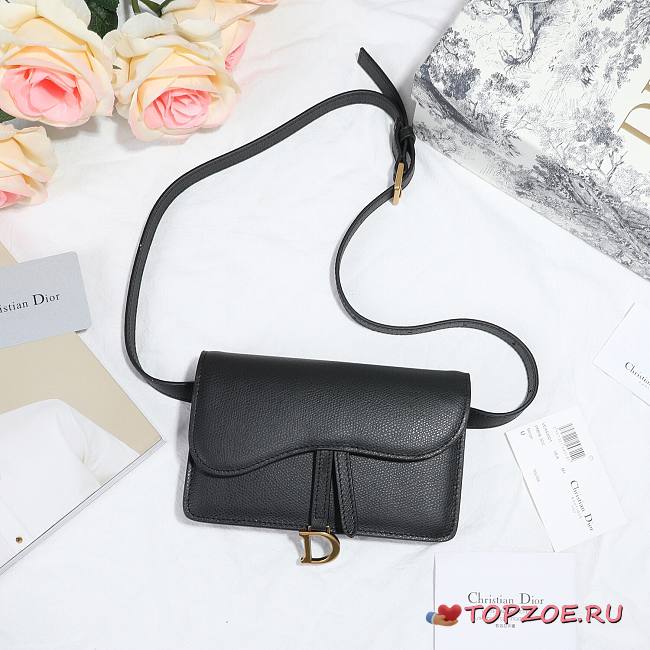 DIOR SADDLE BELT POUCH BLACK S5619 SIZE 17 CM - 1