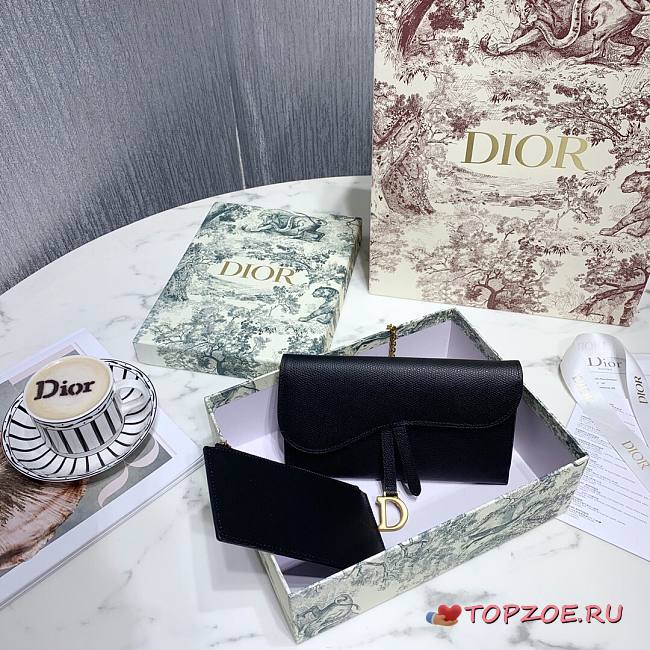 DIOR SADDLE WALLET CHAIN BLACK S5614 SIZE 19 CM - 1