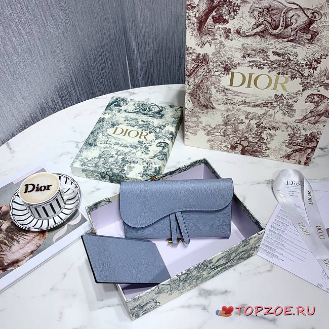 DIOR SADDLE WALLET CHAIN CLOUD BLUE S5614 SIZE 19 CM - 1