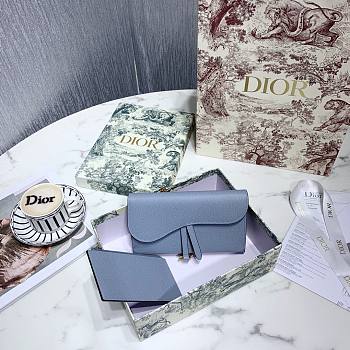 DIOR SADDLE WALLET CHAIN CLOUD BLUE S5614 SIZE 19 CM