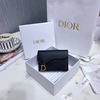 DIOR SADDLE FLAP CARD HOLDER BLACK S5611 SIZE 10.5 CM