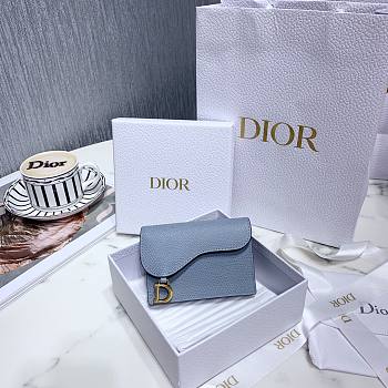 DIOR SADDLE FLAP CARD HOLDER CLOUD BLUE S5611 SIZE 10.5 CM
