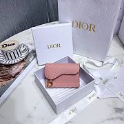DIOR SADDLE FLAP CARD HOLDER LIGHT PINK S5611 SIZE 10.5 CM - 1