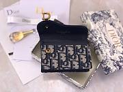  DIOR SADDLE FLAP CARD HOLDER BLUE OBLIQUE JACQUARD S5611 SIZE 10.5 CM - 5