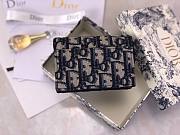  DIOR SADDLE FLAP CARD HOLDER BLUE OBLIQUE JACQUARD S5611 SIZE 10.5 CM - 4