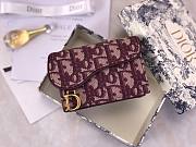 DIOR SADDLE FLAP CARD HOLDER RED OBLIQUE JACQUARD S5611 SIZE 10.5 CM - 1