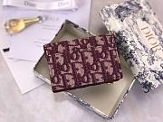 DIOR SADDLE FLAP CARD HOLDER RED OBLIQUE JACQUARD S5611 SIZE 10.5 CM - 4