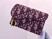 DIOR SADDLE FLAP CARD HOLDER RED OBLIQUE JACQUARD S5611 SIZE 10.5 CM - 3