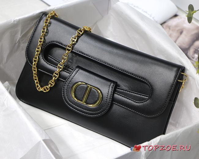 DIOR MEDIUM DOUBLE BAG BLACK M8641 SIZE 28 CM - 1