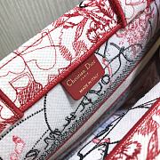 DIOR SMALL BOOK TOTE RED AND WHITE D-ROYAUME EMBROIDERY M1296 SIZE 36.5 CM - 3