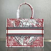 DIOR SMALL BOOK TOTE RED AND WHITE D-ROYAUME EMBROIDERY M1296 SIZE 36.5 CM - 6