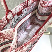 DIOR SMALL BOOK TOTE RED AND WHITE D-ROYAUME EMBROIDERY M1296 SIZE 36.5 CM - 4