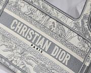 DIOR MINI BOOK TOTE GRAY TOILE DE JOUY EMBROIDERY S5475 SIZE 23 CM - 2