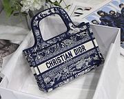 DIOR MINI BOOK TOTE BLUE & WHITE TOILE DE JOUY EMBROIDERY S5475 SIZE 23 CM - 1