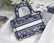 DIOR MINI BOOK TOTE BLUE & WHITE TOILE DE JOUY EMBROIDERY S5475 SIZE 23 CM - 6