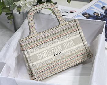 DIOR MINI BOOK TOTE MULTICOLOR STRIPES EMBROIDERY S5475 SIZE 23 CM