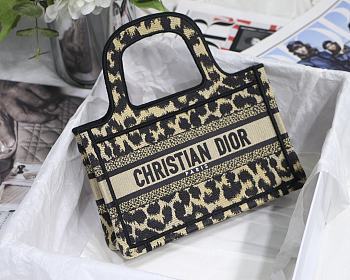DIOR MINI BOOK TOTE BEIGE MIZZA EMBROIDERY S5475 SIZE 23 CM