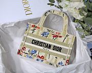 DIOR MINI BOOK TOTE FLOWER IN BEIGE EMBROIDERY S5475 SIZE 23 CM - 1