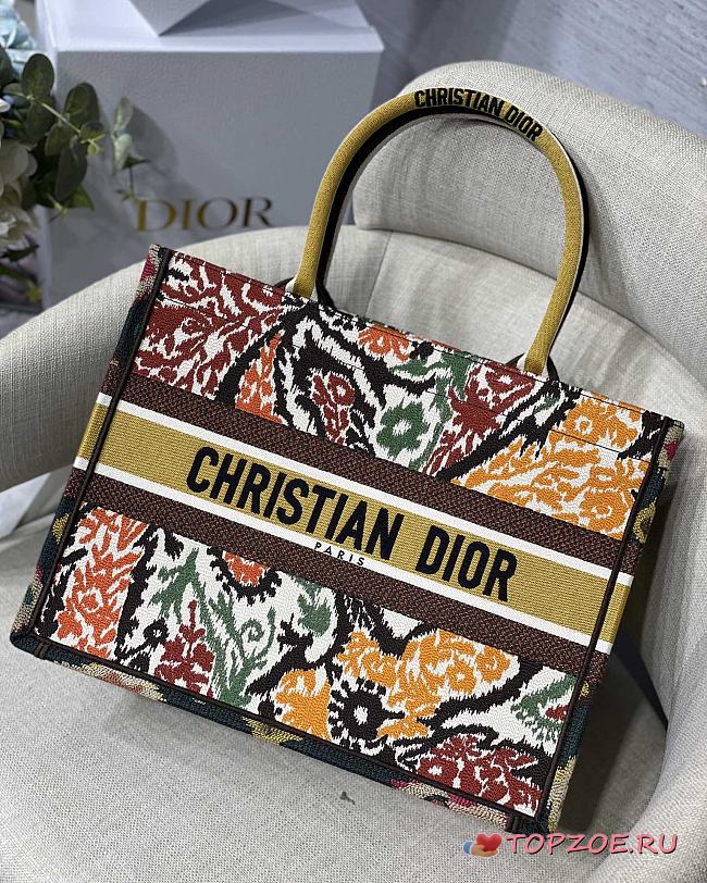 DIOR SMALL BOOK TOTE PAISLEY BROWN EMBROIDERY M1296 SIZE 36.5 CM - 1
