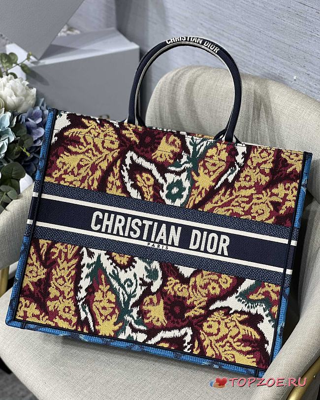 DIOR SMALL BOOK TOTE PAISLEY BLUE EMBROIDERY M1286 SIZE 41.5 CM - 1