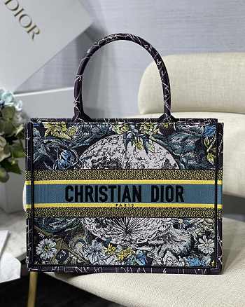 DIOR SMALL BOOK TOTE BLUE DIOR CONSTELLATION EMBROIDERY M1296 SIZE 36.5 CM