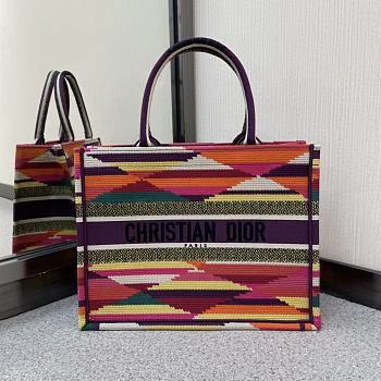 DIOR SMALL BOOK TOTE COLORFUL RHOMBUS M1296 SIZE 36 CM