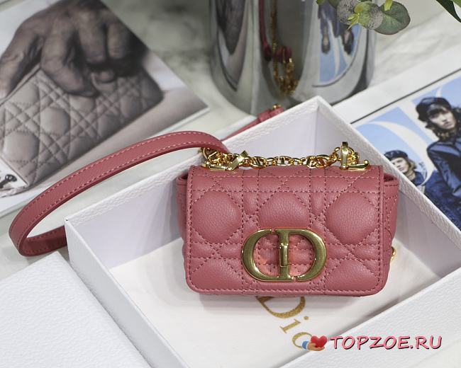 DIOR MICRO CARO BAG CANNAGE CALFSKIN PINK S2022 SIZE 13 CM - 1