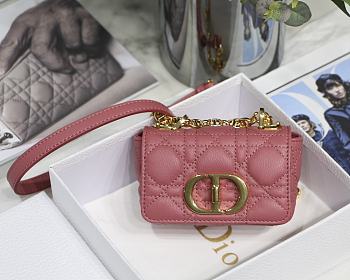 DIOR MICRO CARO BAG CANNAGE CALFSKIN PINK S2022 SIZE 13 CM