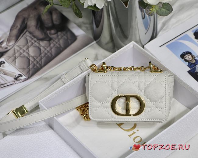 DIOR MICRO CARO BAG CANNAGE CALFSKIN WHITE S2022 SIZE 13 CM - 1