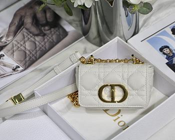 DIOR MICRO CARO BAG CANNAGE CALFSKIN WHITE S2022 SIZE 13 CM