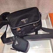 PRADA RE-NYLON AND SAFFIANO LEATHER BAG BLACK 2VD034 SIZE 22 CM - 3