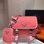 PRADA RE-NYLON AND SAFFIANO LEATHER BAG PINK 2VD034 SIZE 22 CM - 1