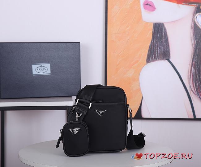 PRADA NYLON AND SAFFIANO BAG WITH STRAP 2VH112 SIZE 20 CM - 1
