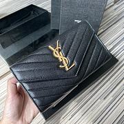 YSL MONOGRAM LONG WALLET BLACK & GOLD-TONE METAL 437469 SIZE 19 CM - 1