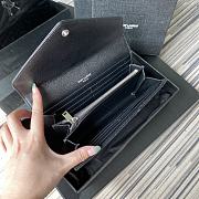 YSL MONOGRAM LONG WALLET BLACK & SILVER-TONE METAL 437469 SIZE 19 CM - 5