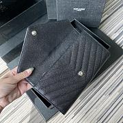 YSL MONOGRAM LONG WALLET BLACK & SILVER-TONE METAL 437469 SIZE 19 CM - 6