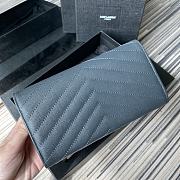 YSL MONOGRAM LONG WALLET SLATE GRAY & GOLD-TONE METAL 437469 SIZE 19 CM - 4