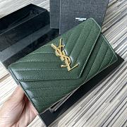 YSL MONOGRAM LONG WALLET GREEN & GOLD-TONE METAL 437469 SIZE 19 CM - 1