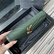 YSL MONOGRAM LONG WALLET GREEN & GOLD-TONE METAL 437469 SIZE 19 CM - 6