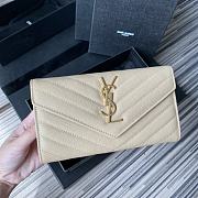 YSL MONOGRAM LONG WALLET CREAM & GOLD-TONE METAL 437469 SIZE 19 CM - 1