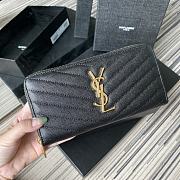 YSL MONOGRAM ZIP AROUND WALLET BLACK & GOLD-TONE METAL 358094 SIZE 19 CM - 1