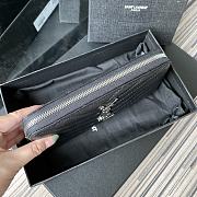 YSL MONOGRAM ZIP AROUND WALLET BLACK & SILVER-TONE METAL 358094 SIZE 19 CM - 3