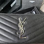 YSL MONOGRAM ZIP AROUND WALLET BLACK & SILVER-TONE METAL 358094 SIZE 19 CM - 2