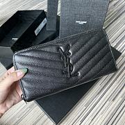 YSL MONOGRAM ZIP AROUND WALLET BLACK & BLACK METAL 358094 SIZE 19 CM - 1