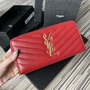 YSL MONOGRAM ZIP AROUND WALLET RED & GOLD-TONE METAL 358094 SIZE 19 CM - 1