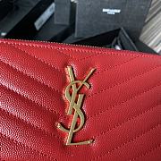 YSL MONOGRAM ZIP AROUND WALLET RED & GOLD-TONE METAL 358094 SIZE 19 CM - 2