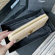 YSL MONOGRAM ZIP AROUND WALLET CREAM & GOLD-TONE METAL 358094 SIZE 19 CM - 3