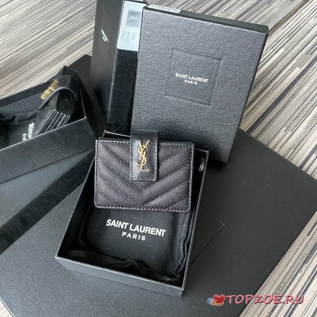 YSL MONOGRAM BUSINESS CARD GOLD-TONE METAL 607907 SIZE 10 CM - 1