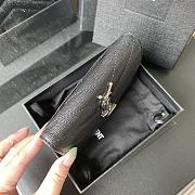 YSL MONOGRAM SMALL WALLET BLACK & SILVER-TONE METAL 414404 SIZE 13.5 CM - 4